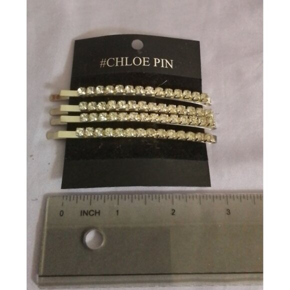 Chloe Pin Rhinestone Hair Bobby Pins Set of 4 - Picture 3 of 3